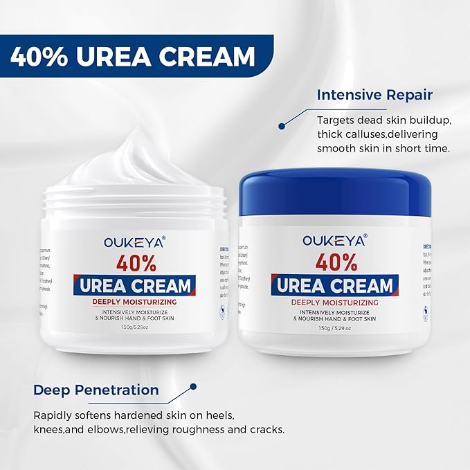 Urea Cream,NEW FORMULA Urea Cream 40 percent for Feet Maximum Strength,Dry Cracked Treatment Lotion for Knees & Elbows,Foot Dead Skin Cuticle Callus Remover Toenail Softener,5.29 oz 2 Packs