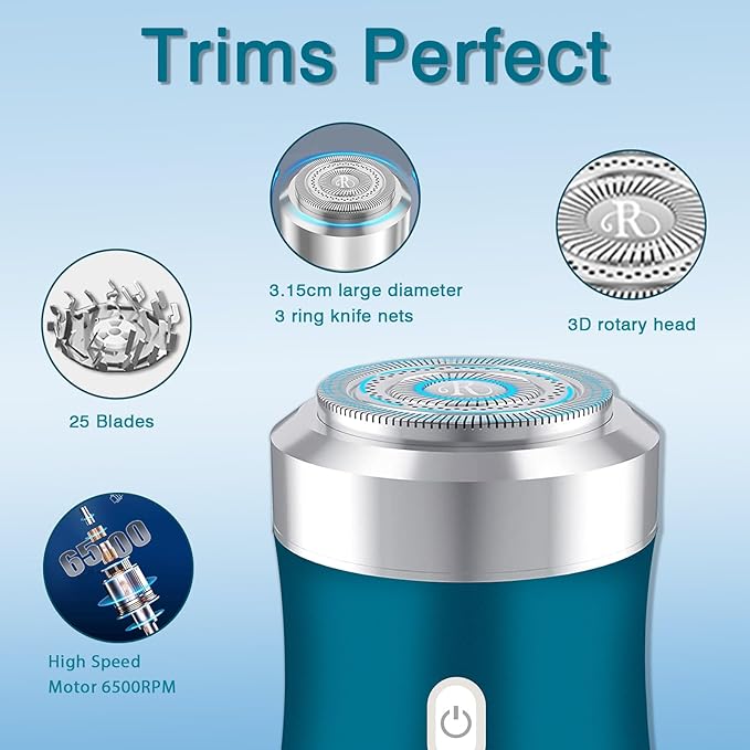 Mini Electric Razor,Wet Dry Electric Shavers for Men Women,30 Day Battery Life,Powerful Men's Shaver Used for face Chest Leg Shaving,Travel Size Toiletries for Travel Car Home,Blue