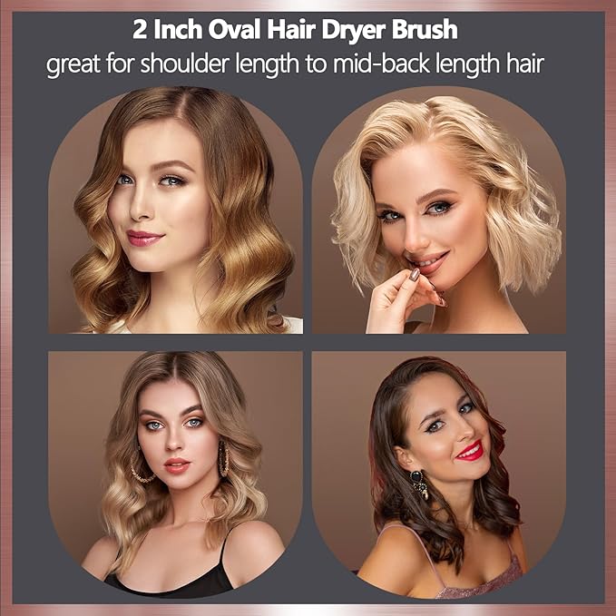 Automatic Dual Voltage Hair Dryer Brush with European Plug,Mini Travel Blow Dryer Brush for Women,Portable Light Weight One Step Hair Dryer and Styler for Kids