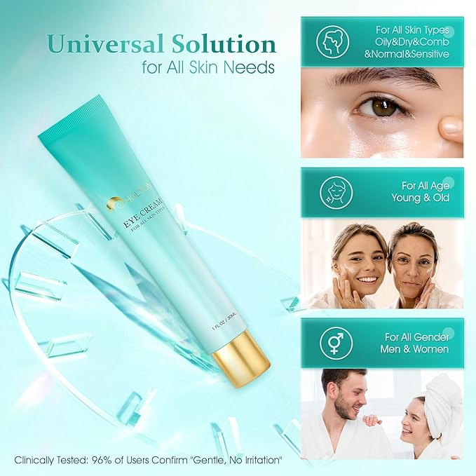 Retinol Under Eye Cream - Anti Aging Eye Cream for Eye Bags, Dark Circles, and Fade Wrinkles, Fine Lines Skin Care Treatment for Women and Men, (1 Fl Oz)