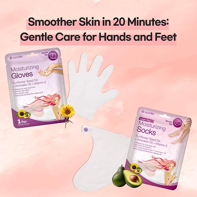 Epielle Moisturizing Hand Masks, Softens and Rejuvenates with Sunflower Seed Oil and Avocado Oil, 6 Pairs Moisturizing Gloves for Dry Hands, Korean Skincare, Mother's Day Gifts, Teacher's Appreciation