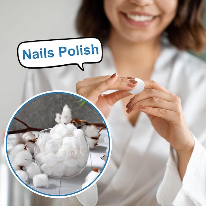 1000 Pcs Soft Cotton Ball Bulk Organic Medium Cotton Ball for Absorbent Multipurpose Pure Nail Polish Remover Makeup Removal First Aid Face Crafting Cleaning Skin Applying Lotion