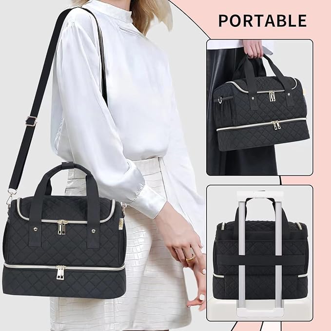 Nail Polish Organizer Fits a Nail Lamp and 50 Bottles,Stylish Nail Organizers and Storage with Side Pockets for Gel Nail Polish Remover,Nail Supplies Set (Patented,Bag Only)-Black01