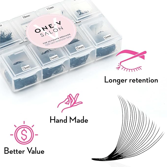 1000 Loose Premade Fans Eyelash Extensions, C Curl Volume Lashes, 10D 14D 20D-0.05 Thickness, 9-16mm Fluffy Handmade Fan Mixed Tray