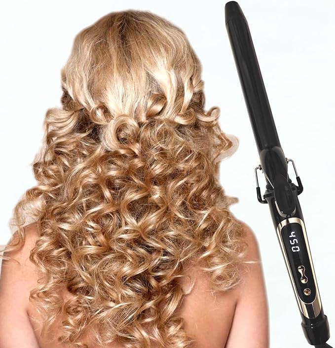 abp 1.25 Inch Curling Iron Extra Long Barrel with Ceramic Coating for Long/Medium Hair,1 1/4 INCH LCD Display Instant Heat up to 450°F with clamp,Hair Style Tool Girls & Women