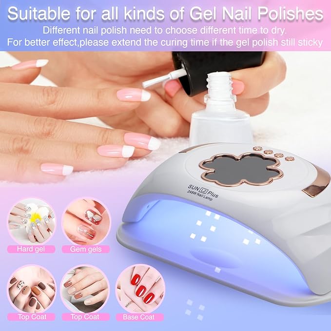 UV LED Nail Light,UV Lamp for Gel Nail Polish,Professional Nail Dryer for Double Hands,Large Space with 4 Timers,UV Light for Gel Nails,Home Nail Art Curing Lamps