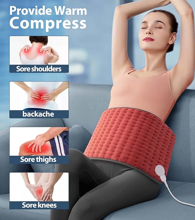 Heating pad for Back, Neck, Shoulder, Cramps and Leg Pain Relief, Heat Pads Christmas Gifts for Women, Men, Mom, Dad, Auto-Off,Machine Washable,Moist Dry Heat Options,Extra Large 12"x24"