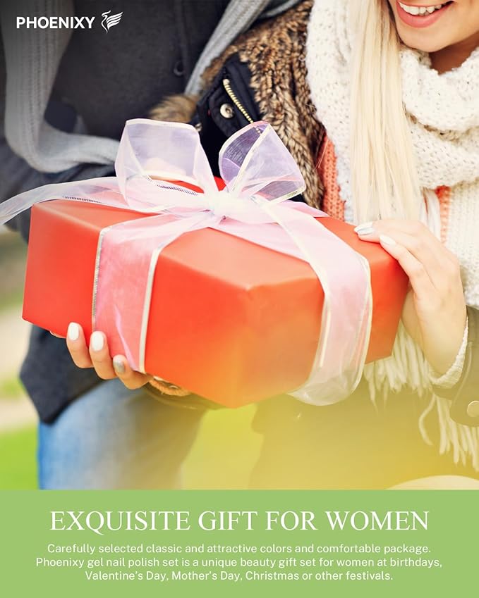 PHOENIXY 47 PCS Gel Nail Polish Kit with U V Light, Gel Nail Polish Set with Manicure Starter Kit, Base Top Coat DIY Nail Art Salon Home Gifts for Women