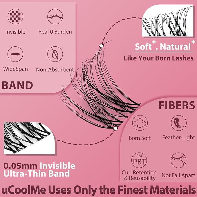Venus Lash Clusters 8-16mm with 5-6mm Bottom Lashes Natural Eyelash Clusters D Curl -WideSpan DIY Eyelash Extension Individual Fake Eyelashes Clusters with 0.05mm Ultra-Thin Invisible Lash Band