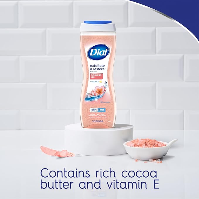 Dial Body Wash, Exfoliate & Restore Himalayan Salt, 16 fl oz, Pack of 4