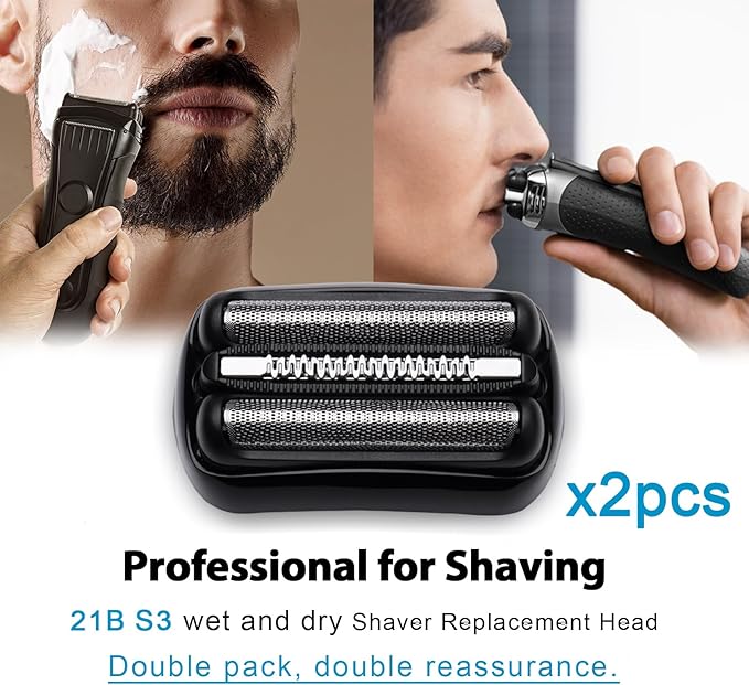 2Pack 21B S3 Electric Replacement Shaver Head Accessories for Series 3 Shaving Razor Head, Suitable for S3 3040s 3000s 3050cc 3010s 3070cc 3080s 3090s 310s 3090cc Etc.