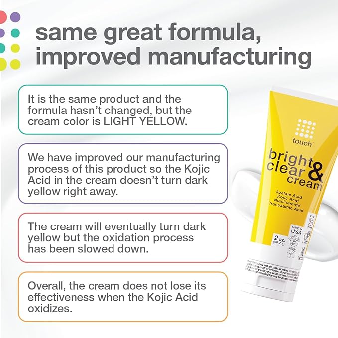 TOUCH Radiance Cream with Niacinamide, Kojic Acid, Tranexamic Acid & Azelaic Acid – Brightening Face Cream for Uneven Skin Tone – 2 oz