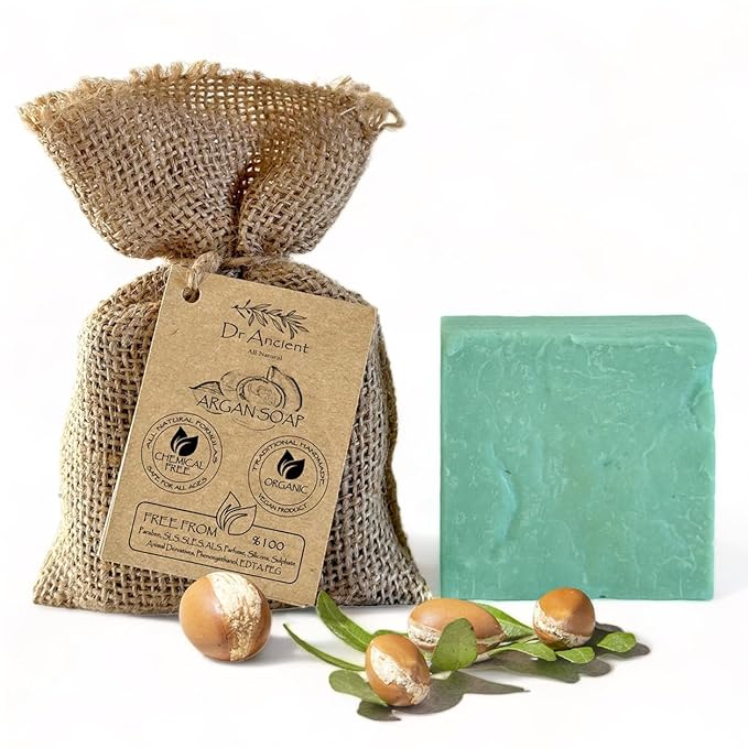Argan Soap Bar Organic Natural Vegan Traditional Handmade Antique - Anti-Aging For Women And Men, Anti-Wrinkle - No Chemicals, Pure Natural Soaps!