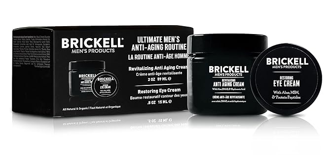 Brickell Men's Ultimate Anti-Aging Routine, Anti-Wrinkle, Night Face Cream and Eye Cream to Reduce Puffiness, Wrinkles, Dark Circles, Under Eye Bags, Natural and Organic, Scented