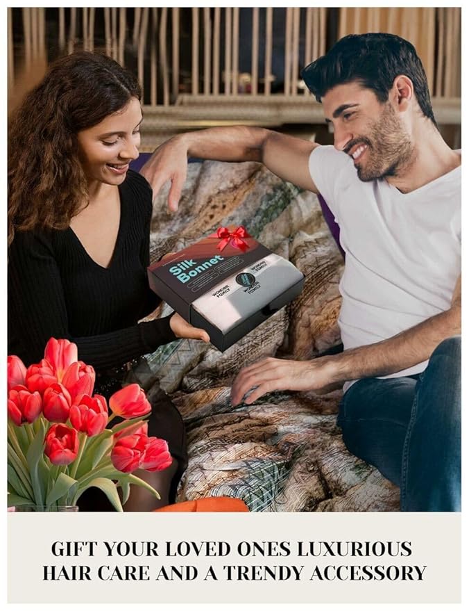 100% Mulberry Silk Bonnet for Sleeping Women with Curly Hair – Alternative to Double Layer Satin Bonnet with Tie Band Premium Silk Hair Wrap for Sleep with Wonder Loop Chocolate