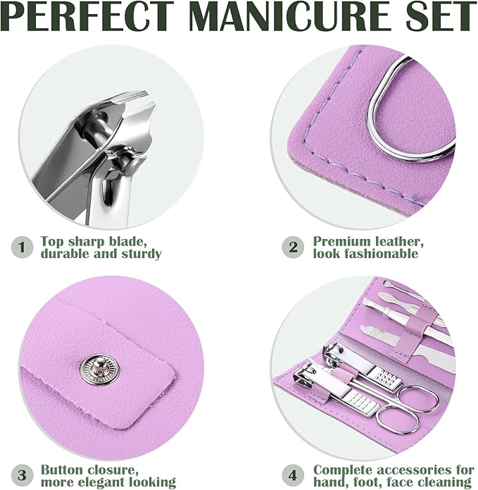 WILLBOND 12 Sets Manicure Set Nail Clippers Pedicure Kit 7 in 1 Stainless Steel Professional Pedicure Set Grooming Kits Nail Care Tools with Travel Case Multi Color(Bright Colors)