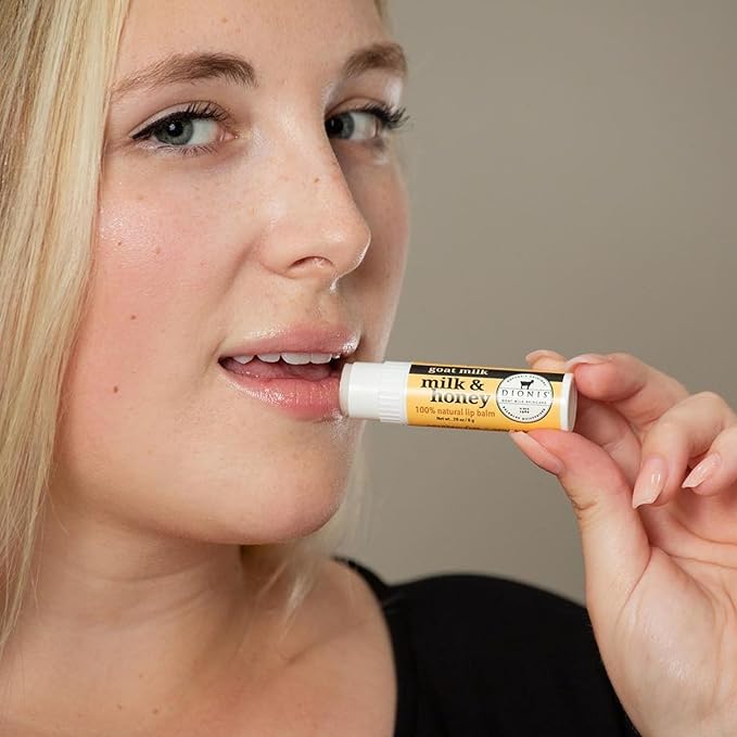 Dionis Goat Milk Skincare Milk & Honey Holiday Lip Balm Gift Set - Beeswax, Shea Butter & Coconut Oil Lip Care Products Made in The USA - Cruelty Free Lip Moisturizer for Chapped Lips, 0.28oz 3 Pack