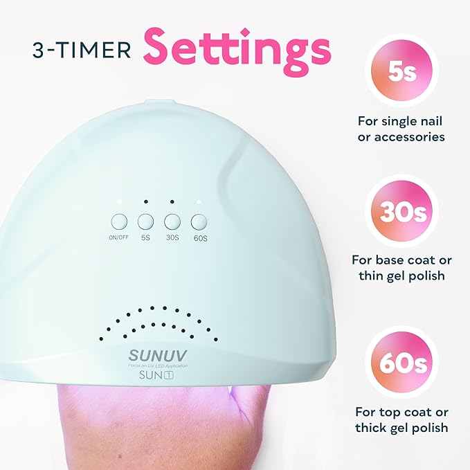SUNUV Nail Dryer, UV Light for Gel Nail Polish Professional UV LED Lamp with 3 Timer Settings Art Tools Auto Sensor SUNone Blue