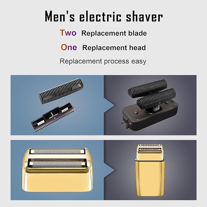 4 Pack Shaver Replacement Foil and Cutters compatible with BaBylissPRO Double FXFS2 Metal shaver foil replacement (Golden-4PCS)