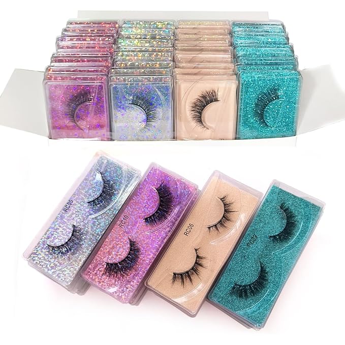 20 Pairs False Eyelashes Natural, Wholesale 5D Fuffy Volume Lashes, Faux Mink Eyelash Bulk with Portable Boxes