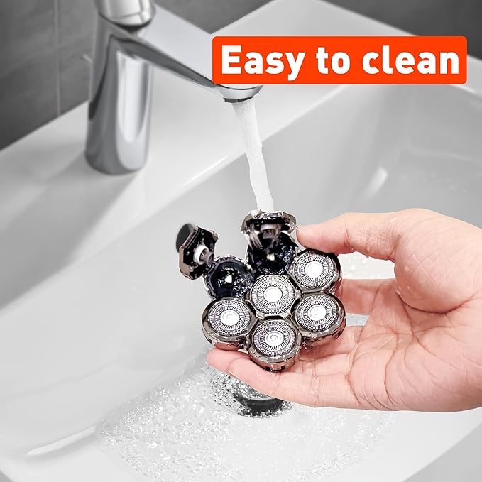 7D Head Shavers for Bald Men - Toncoke Detachable Electric Razor Grooming Kit with Nose Hair Trimmer, IPX6 Waterproof Wet Dry Use LED Display USB-C Rechargeable 6-in-1 Rotary Shaver for Smooth Shaving