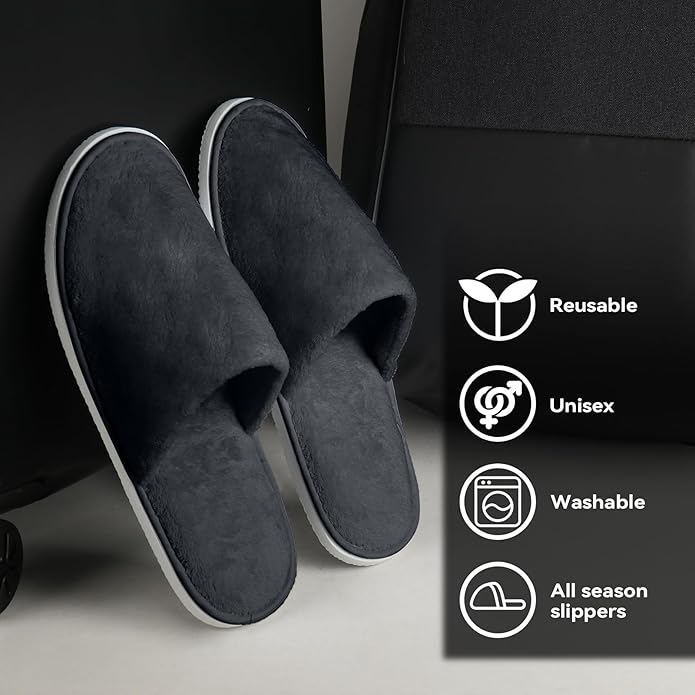 10Pcs Unisex Disposable Slippers for Guests, SPA, Hotel, Bath, Travel - Bulk Cotton Slippers for Shoeless Home, Guest House or Commercial Use