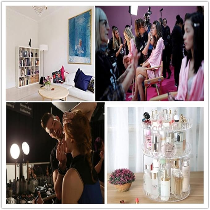 Diamond Pattern Three Layers Perfume Organizer, 360 Rotating Diamond Cosmetic Storage Box Transparent Acrylic Swivel Shelf Desktop Skin Care Product Dresser Finishing, Plus Size