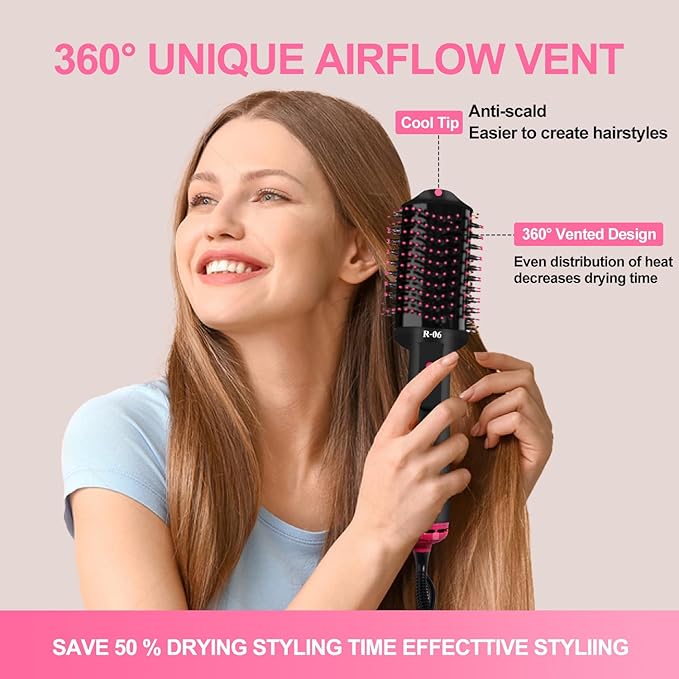 4-in-1 Hair Dryer Brush - Blow Dryer and Styler in One, Hot Air Brush with Oval Barrel for Volumizing, Suitable for All Hair Types, Mother's Day Gifts