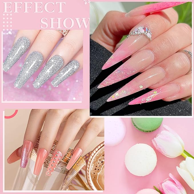 20 Colors Gel Nail Polish Kit with UV Light Starter Kit, 3 Styles Nail Extension, Poly Extension Gel, Builder Gel, Nail Tips, Nail Polish Sets for Women, Gel Nail Polish Set with Top and Base Coat