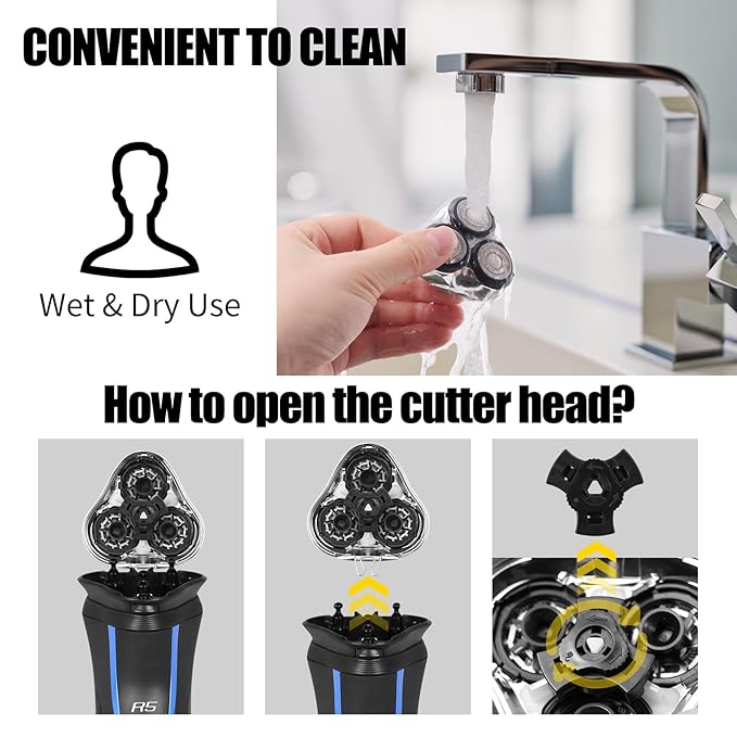 Universal Rotary Replacement Shaver Head,Compatible with Remington Shaver Series,for R3,R4,R5,R6,R7,R8,SP-3141 and SP-5161 Foils/Blades (Silver(1 Count))