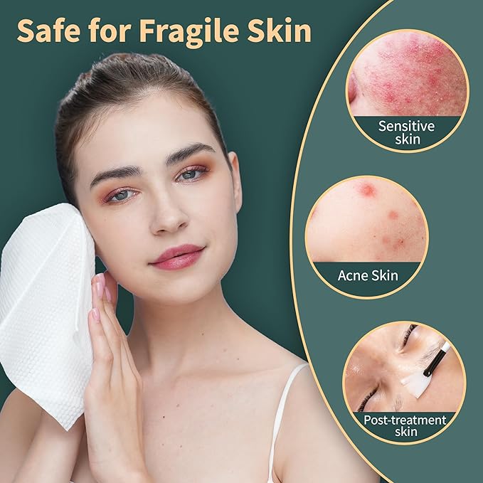 Ourmed Life Disposable Face Towels, Clean Facial Wash Cloth without Lint, Biodegradable Cleansing Dry Wipes, Skincare and Makeup Remover Towels for Sensitive Skin (Unscented, 120 Count, Pack of 1)