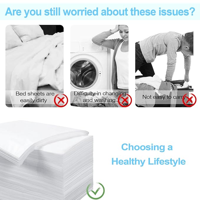 100Pcs Disposable Bed Sheets,31''x71'' Waterproof Massage Table Sheet Protector Non Woven Fabric Bed Cover for Massage Therapy Tattoo Beauty Salon Hotels Esthetician (White)
