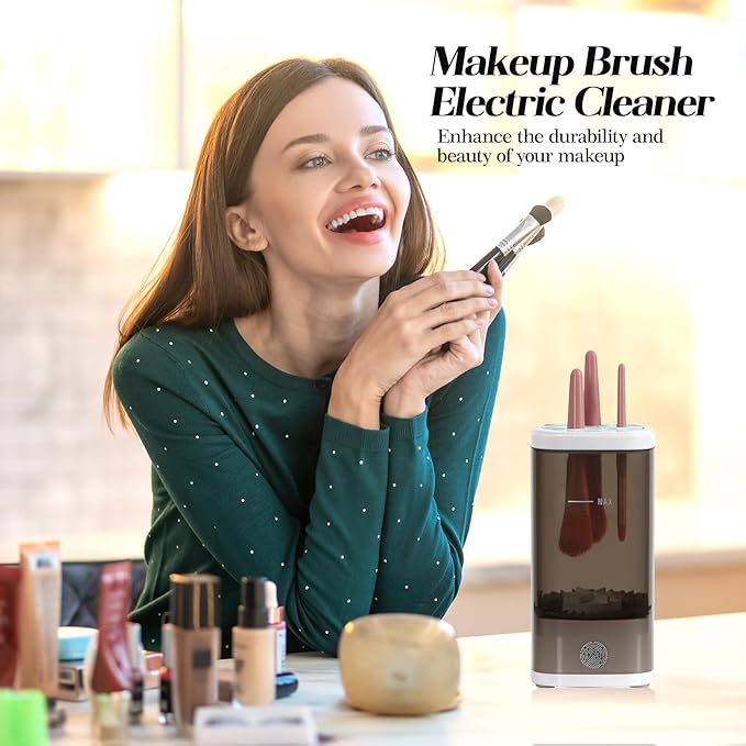Electric Makeup Brush Cleaner – Fast & Deep Cleaning for All Brush Sizes, Compact & Travel-Friendly Design