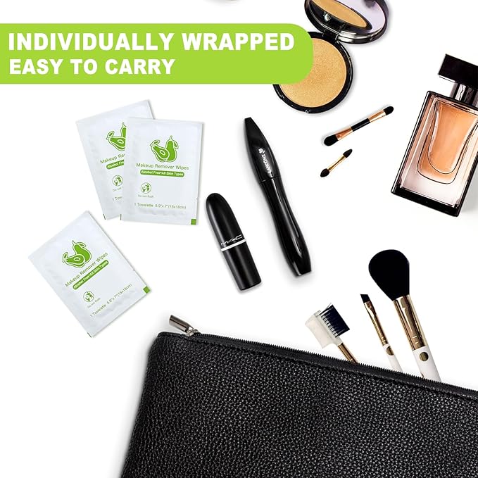 Makeup Remover Wipes Bulk Individually Wrapped,Travel Makeup Wipes Individual Makeup Remover Wipes Bulk Gentle Cleansing Makeup Remover Wipes for Face Cleansing Mascara Lipstick Travel Hotel 200