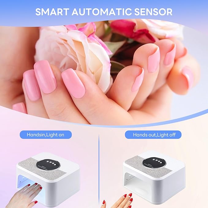 288W UV Light for Nails, UV Nail Lamp for Gel Nails, Diamond LED Nail Dryer for Gel Polish,Professional UV LED Nail Lamp, Fast Nail Curing Lamp 4 Time Setting & Auto Sensor for Salon & Home