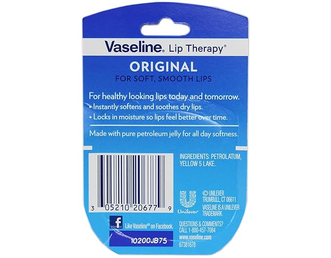 Vaseline Lip Therapy Original Mini, 0.25 ounces (Pack of 4)
