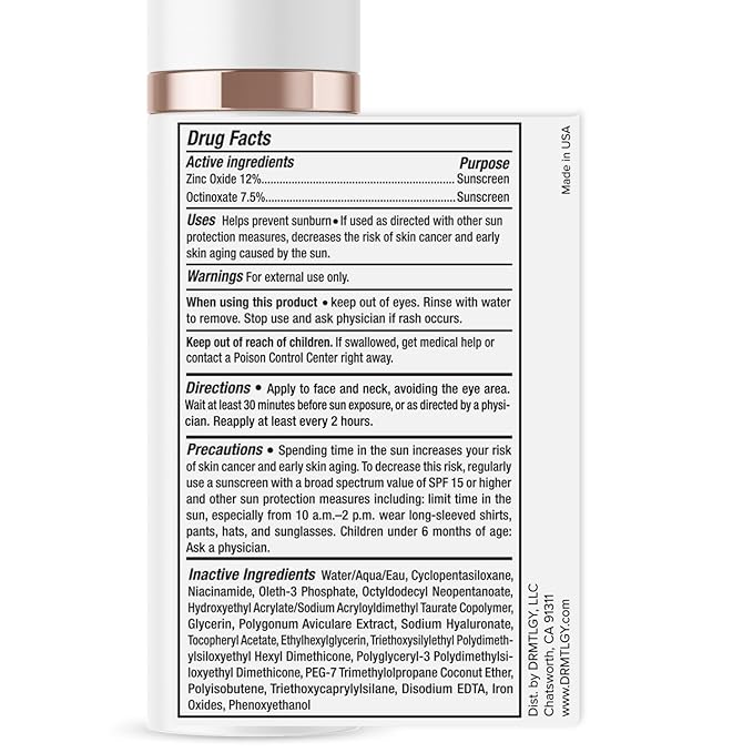 DRMTLGY Anti-Aging Tinted Moisturizer SPF 46 – Sheer Face Sunscreen & Lightweight Makeup with Broad Spectrum UV Protection – Hydrating Skin Care & Face Moisturizer – FSA HSA Eligible (1.7 oz)