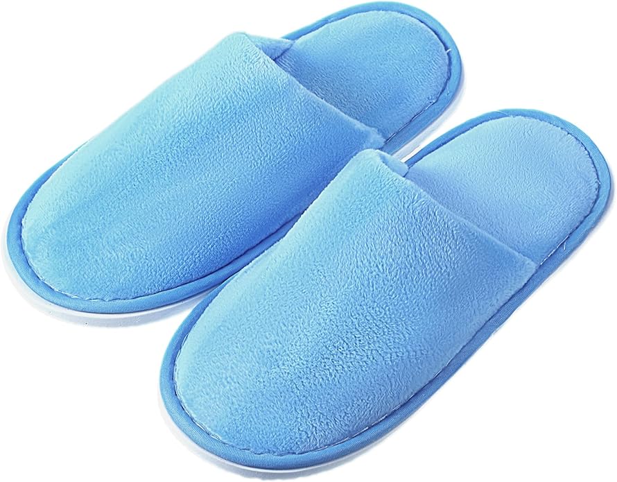 12 Pairs Kids Disposable Slippers for Guests Closed Toe Non Slip Spa Slippers Bulk Soft House Slippers Winter Warm Flip Flops for Boys Girls Travel Hotel Party Indoor Outdoor