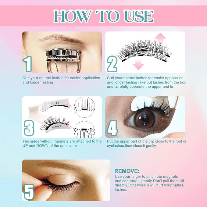 GEMERRY Magnetic Eyelashes with Applicator No Glue Needed Soft Fluffy Look Magnetic Lashes Easy to Wear and Remove