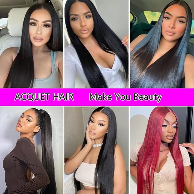 13x4 Lace Front Wigs Human Hair 180 Density Straight HD Lace Frontal Wigs Pre Plucked with Baby Hair Glueless Brazilian Lace Frontal Wigs (32inch, 180 Density)