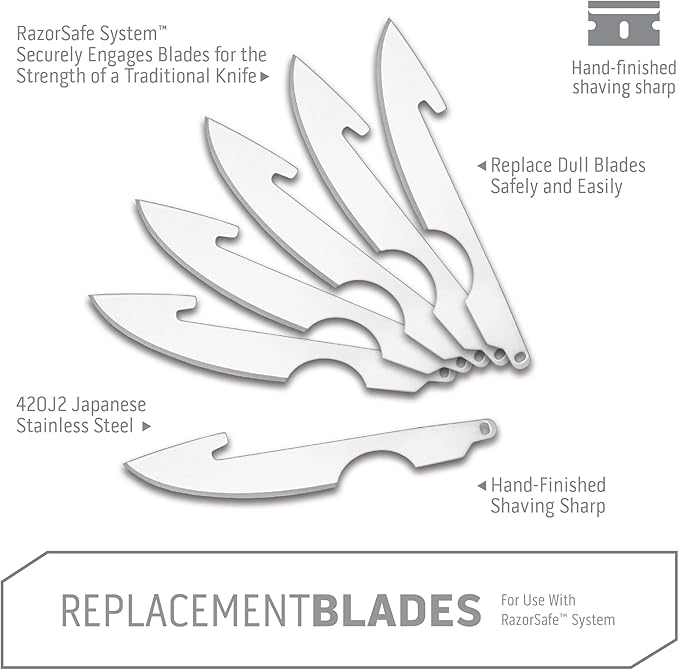 OUTDOOR EDGE 3.0" RazorSafe Replacement Caping Knife Blades, 6 Pieces
