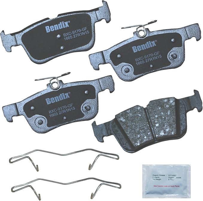 Bendix Priority1 CFC1665 Ceramic Rear Brake Pads for Ford Fusion 2016-2013, Lincoln MKC 2019-2015, MKZ 2016-2013, Nautilus 2023-2022