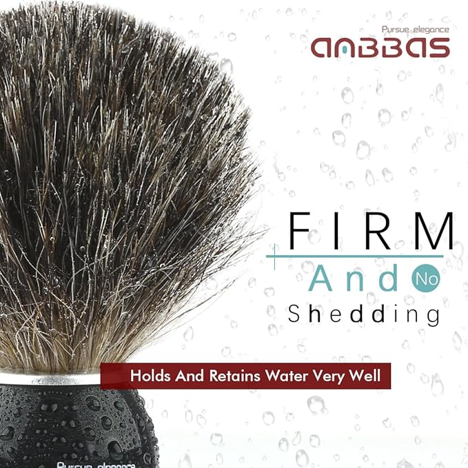 Anbbas Pure Badger Bristles Shaving Brush Black Wood Handle and Refill Soap Bar 100g,Stainless Steel Shaving Stand and Soap Cup Kit Perfect for Men