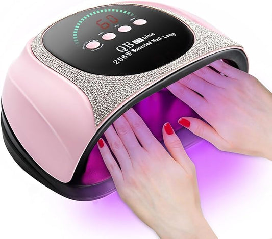 UV LED Light Nail Dryer For Gel Nails Quick Dry, 256W Professional UV Drying Light for Fingernail Polish , 57Pcs Beads Curing Gels Manicure Lamp, Portable Gel Cure Machine with Auto Sensor, 4 Timers