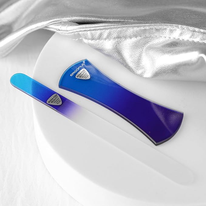 BONA FIDE BEAUTY Czech Glass Nail File Set, Ergo Nail File Value Bundle - His and Hers Gifts