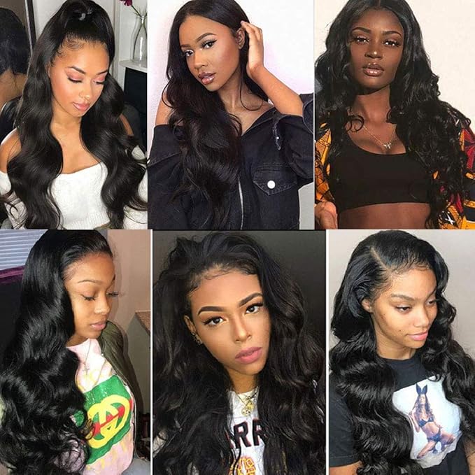Body Wave Human Hair Bundles 14 14 14 Inch 12A Body Wave Bundles Human Hair 100% Unprocessed Brazilian Virgin Hair 3 Bundles Human Hair Weave Bundles Deals Real Human Hair Natural Black Color