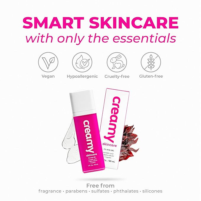 Creamy Skincare Blemish Control 7% Mandelic Gel, Acne and Dark Spot Remover for Face, Soothing Skin Care with Mandelic Acid, Alpha-Arbutin, Allantoin, and Hypskin, Gentle Formula 1 fl oz/30mL