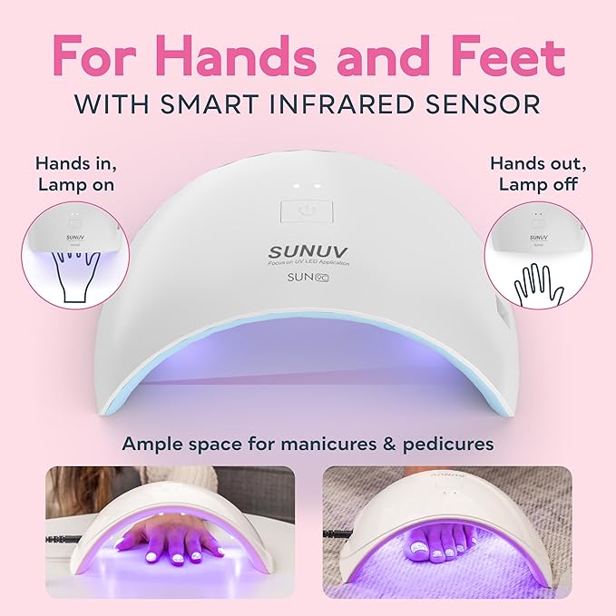 SUNUV UV LED Nail Lamp, Nail Dryer for Gel Polish UV Light for Gel Nails with Sensor 2 Timer SUN9C Blue Gift for Women Girl