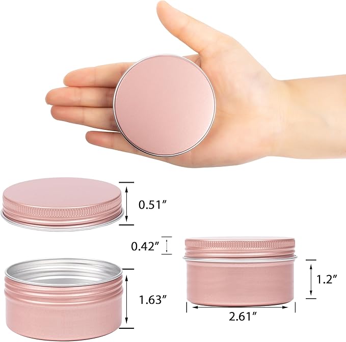 24 Pack 4oz/120ml Screw Top Aluminum Tin Jars with Screw Lids and Blank Labels - Refillable 120ml Metal Containers for Lip Balms, Candles, Salves, Spices, Crafts(Rose Gold)