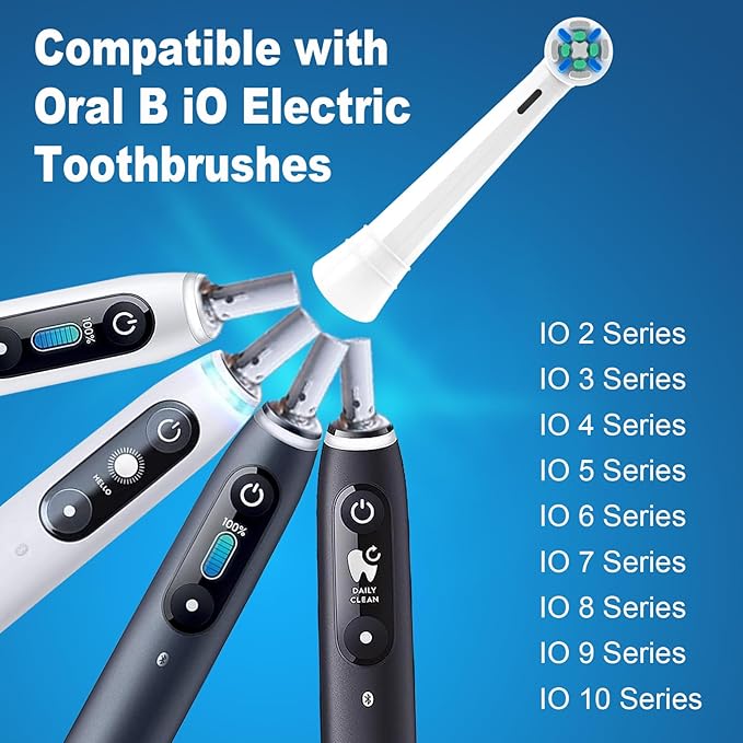 8 Pack IO Replacement Heads Compatible with Oral B IO, for Oral B IO 2/3/4/5/6/7/8/9/10 Series Electric Toothbrushes, Medium Softness for Protect Teeth and Gums, White